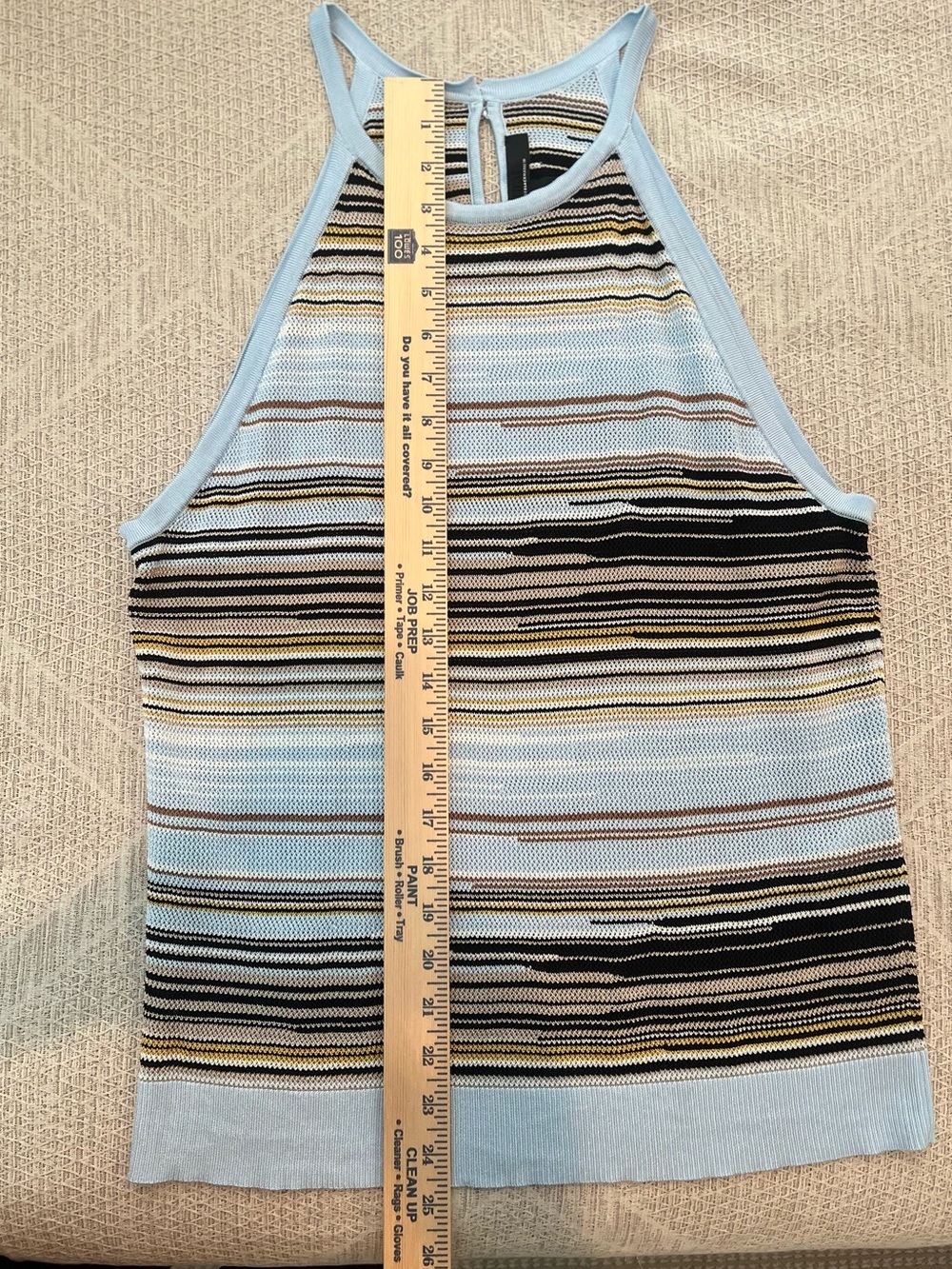 White House Black Market Striped Halter Knit Tank Top - Blue, White, Black & Tan - Picture 7 of 9